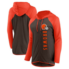 Cleveland Browns Women's Forever Fan Full-Zip Hoodie - Brown/Orange - Fanatics