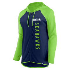 Seattle Seahawks Women's Forever Fan Full-Zip Hoodie - College Navy/Neon Green - Fanatics