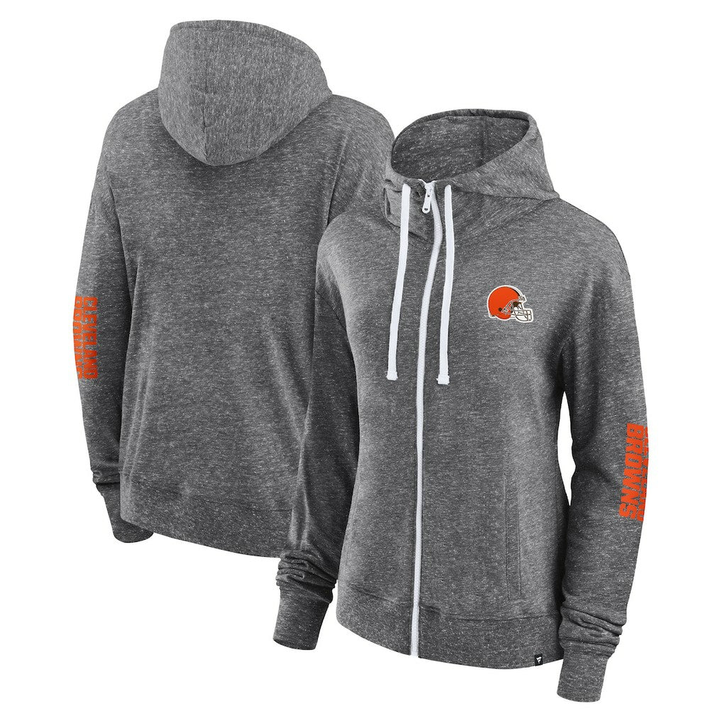 Cleveland Browns Women's Opening Coin Flip Lightweight Full-Zip Hoodie - Heather Charcoal - Fanatics