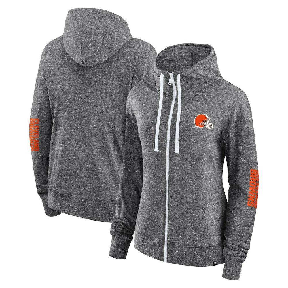 Cleveland Browns Women's Opening Coin Flip Lightweight Full-Zip Hoodie - Heather Charcoal - Fanatics