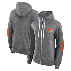 Cleveland Browns Women's Opening Coin Flip Lightweight Full-Zip Hoodie - Heather Charcoal - Fanatics