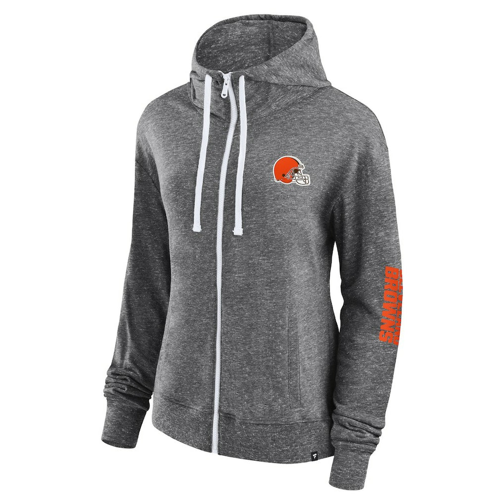 Cleveland Browns Women's Opening Coin Flip Lightweight Full-Zip Hoodie - Heather Charcoal - Fanatics