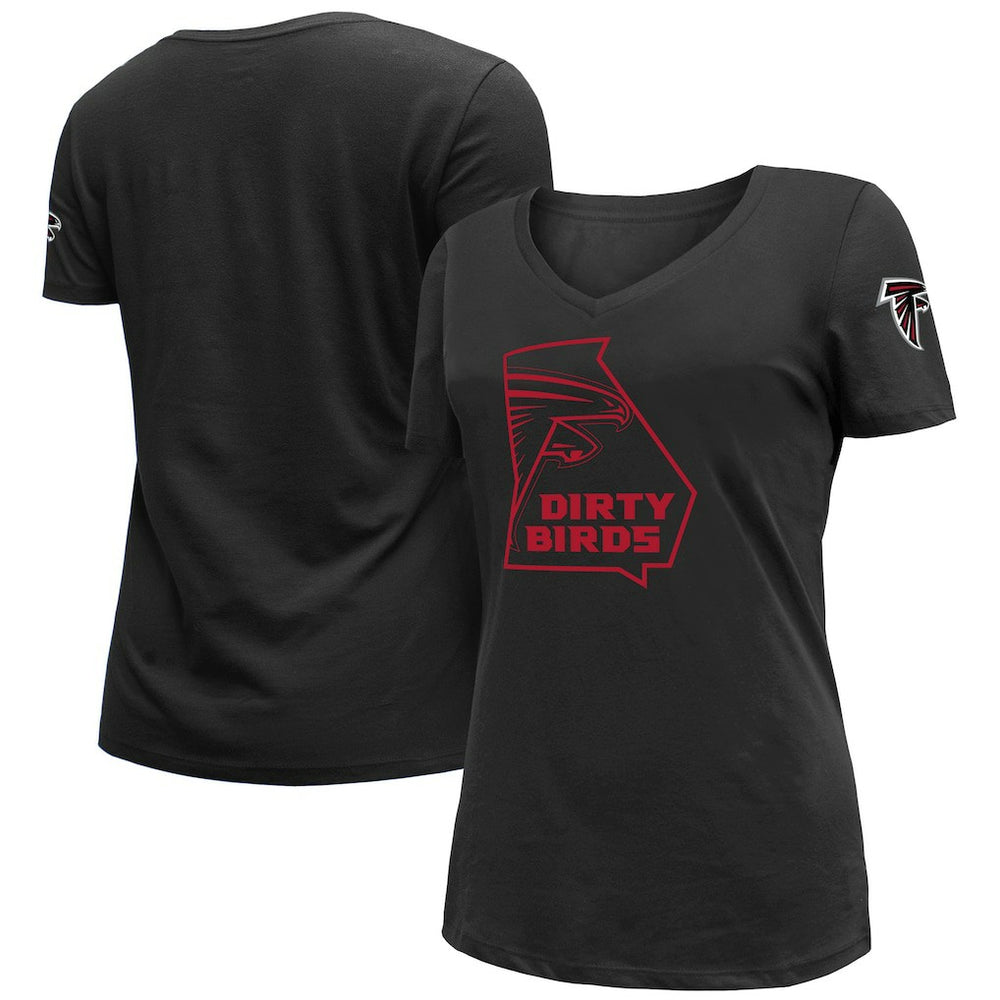 Atlanta Falcons New Era Women's Dirty Birds Kickoff V-Neck T-Shirt - Black - NFL