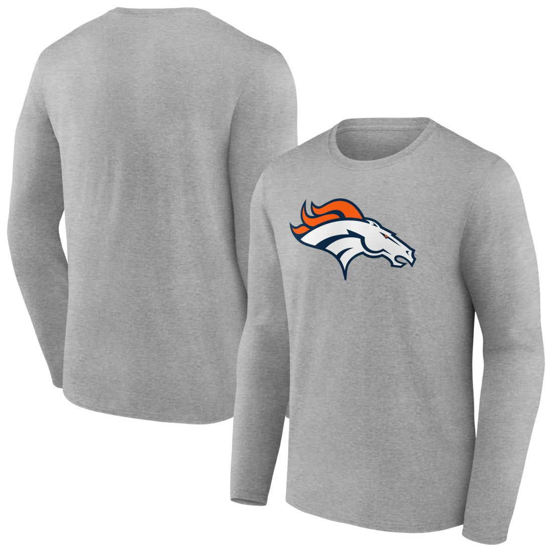 Denver Broncos Primary Team Logo Long Sleeve T-Shirt - Heather Gray - NFL