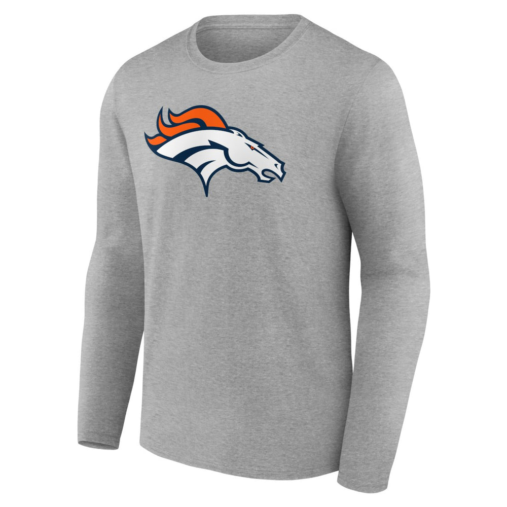 Denver Broncos Primary Team Logo Long Sleeve T-Shirt - Heather Gray - NFL