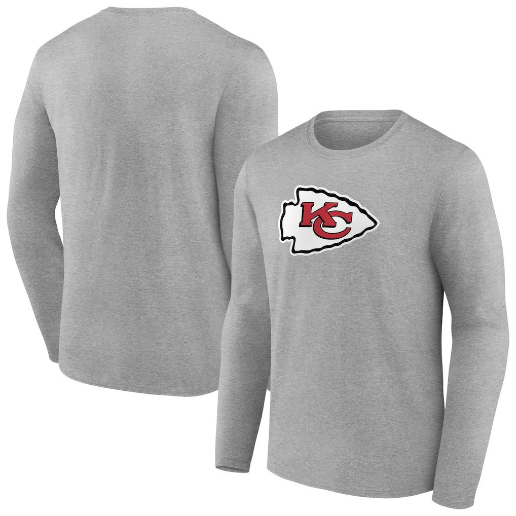 Kansas City Chiefs Primary Team Logo Long Sleeve T-Shirt - Heather Gray - NFL