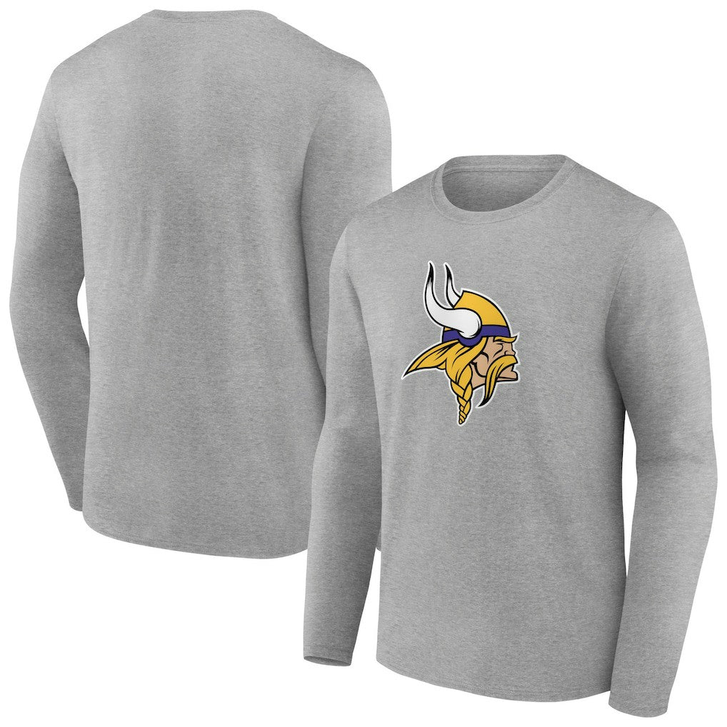 Minnesota Vikings Primary Team Logo Long Sleeve T-Shirt - Heather Gray - NFL