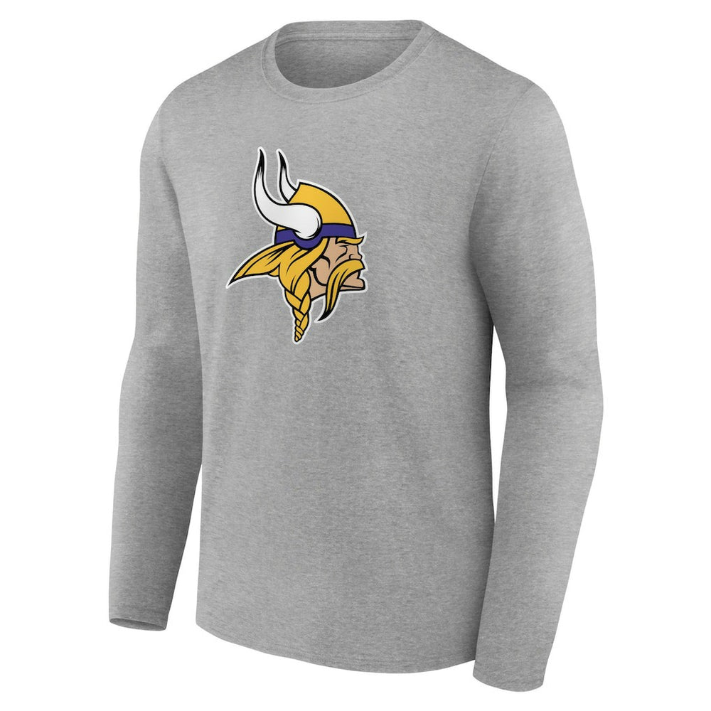 Minnesota Vikings Primary Team Logo Long Sleeve T-Shirt - Heather Gray - NFL