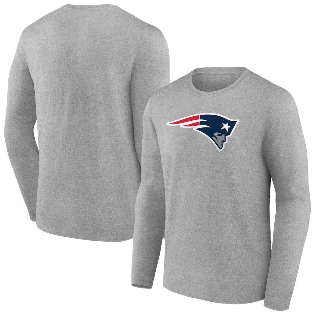 New England Patriots Primary Team Logo Long Sleeve T-Shirt - Heather Gray - NFL