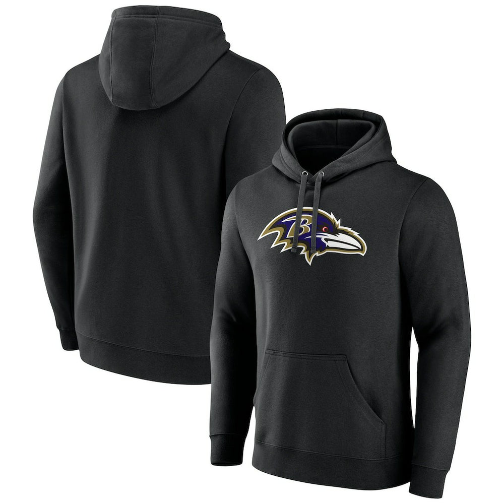 Baltimore Ravens Primary Team Logo Fitted Pullover Hoodie - Black - NFL