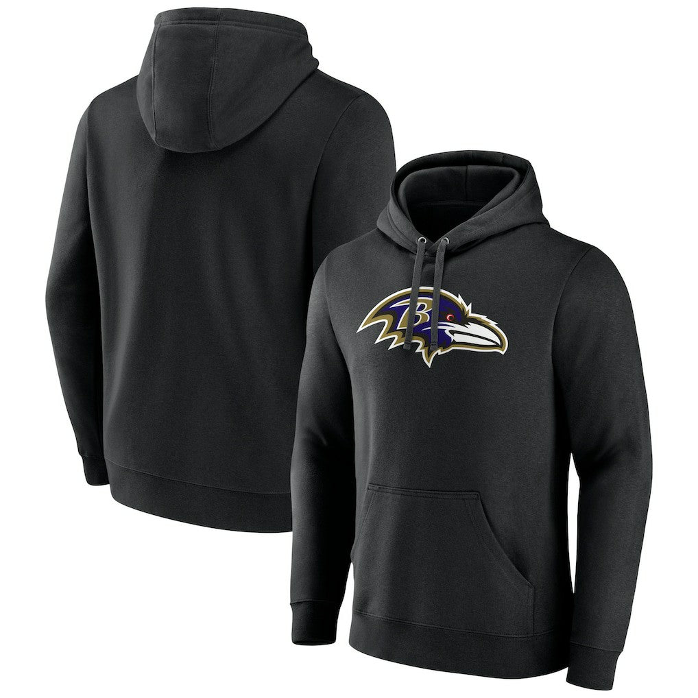 Baltimore Ravens Primary Team Logo Fitted Pullover Hoodie - Black - NFL