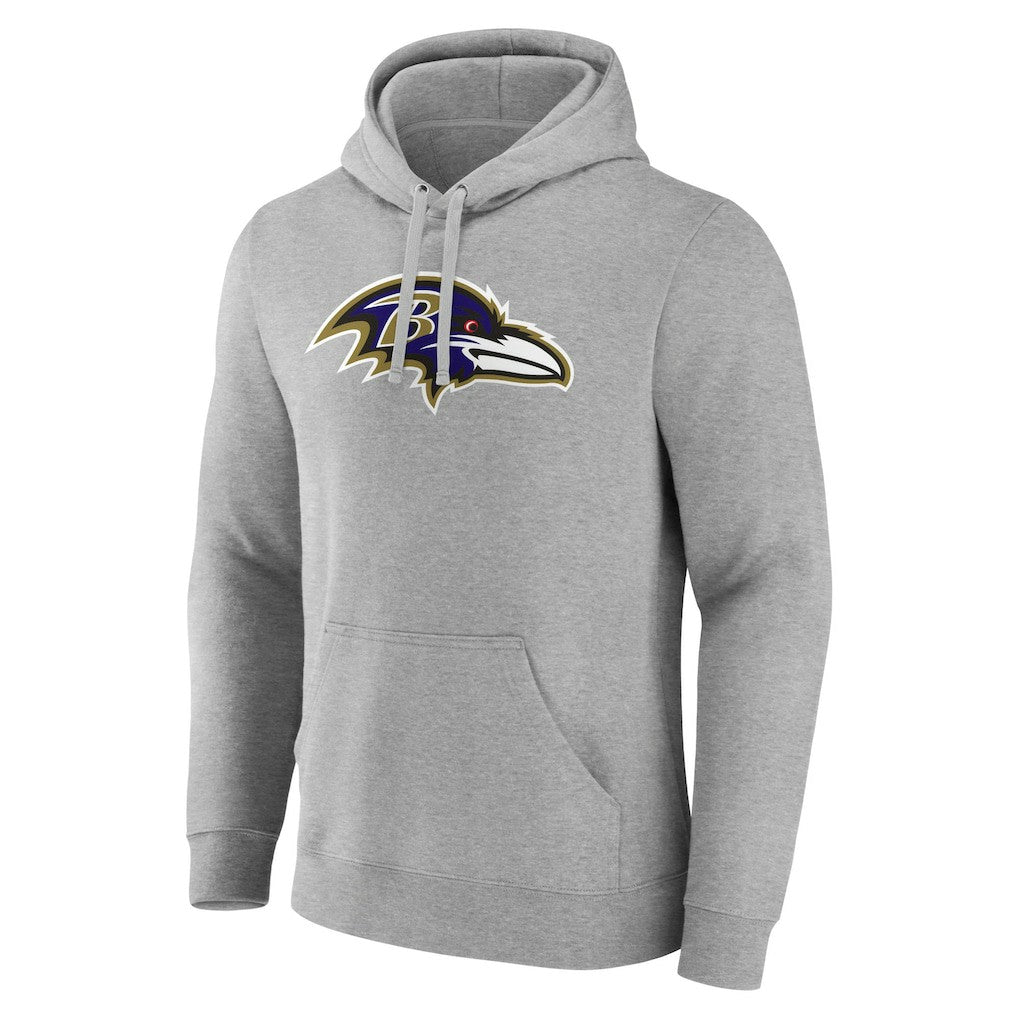 Baltimore Ravens Primary Team Logo Fitted Pullover Hoodie - Heather Gray - NFL