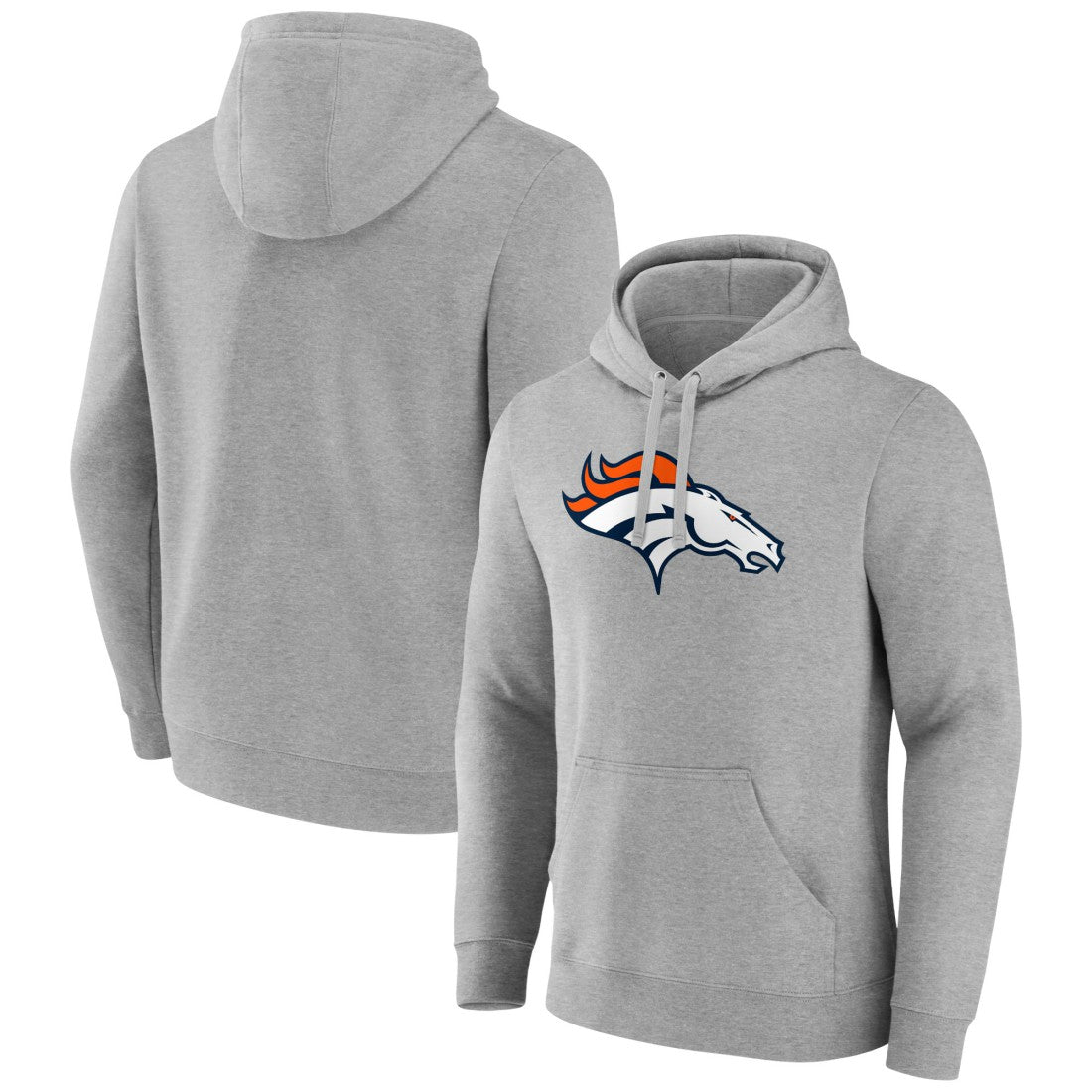 Denver Broncos Primary Team Logo Fitted Pullover Hoodie - Heather Gray - NFL