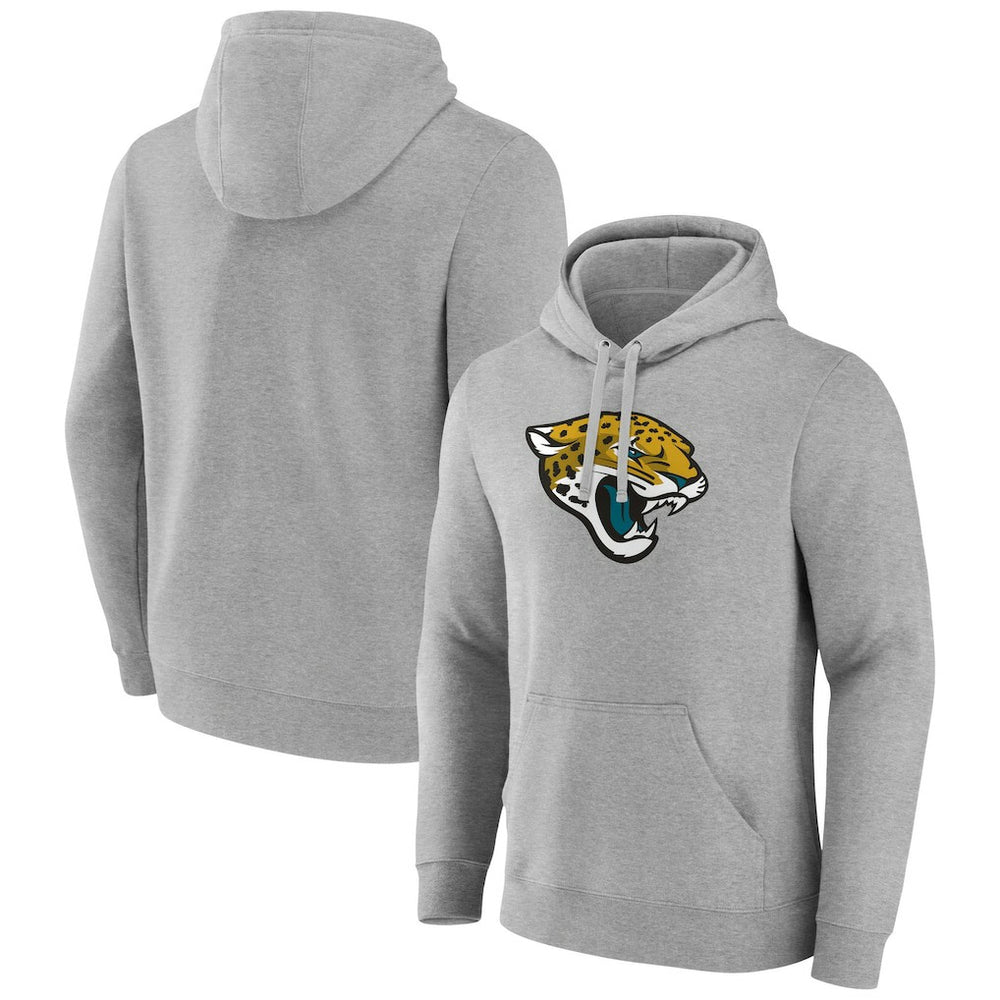 Jacksonville Jaguars Primary Team Logo Fitted Pullover Hoodie - Heather Gray - NFL