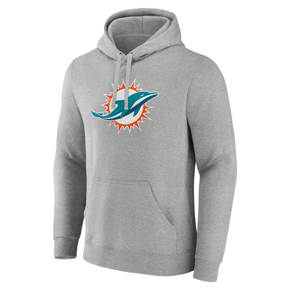 Miami Dolphins Primary Team Logo Fitted Pullover Hoodie - Heather Gray - NFL