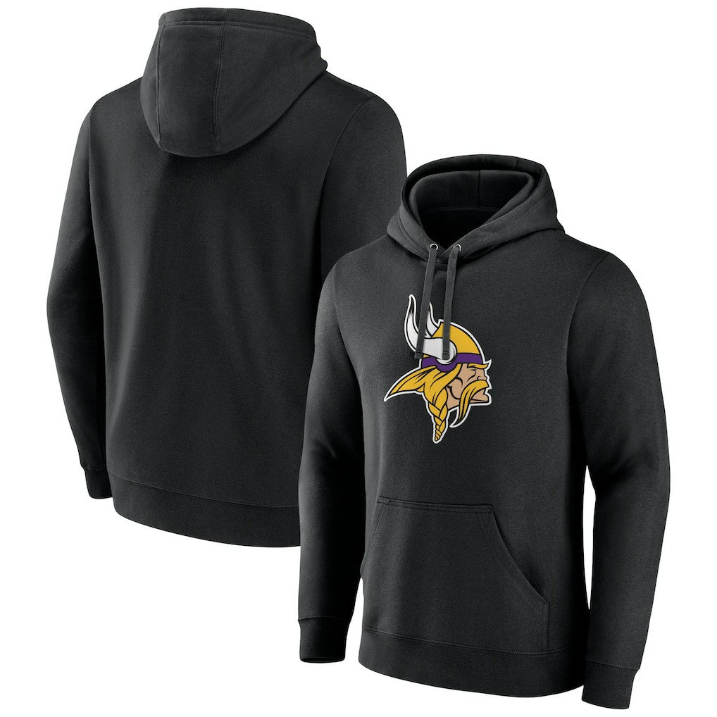 Minnesota Vikings Primary Team Logo Fitted Pullover Hoodie - Black - NFL