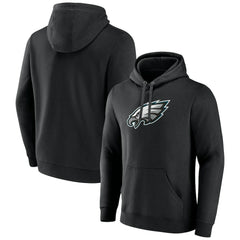 Philadelphia Eagles Primary Team Logo Fitted Pullover Hoodie - Black - NFL