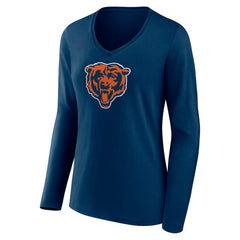 Chicago Bears Women's Primary Team Logo Long Sleeve V-Neck T-Shirt - Navy - NFL