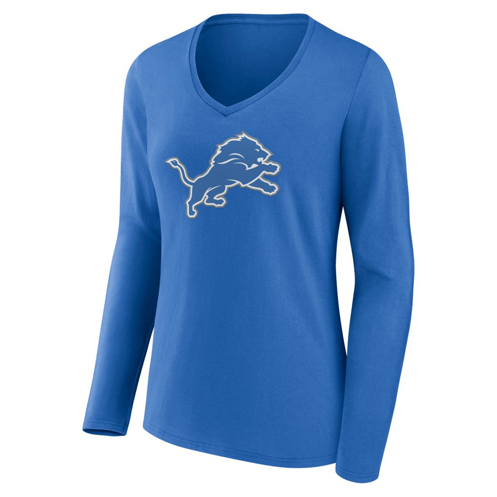 Detroit Lions Women's Primary Team Logo Long Sleeve V-Neck T-Shirt - Blue - NFL