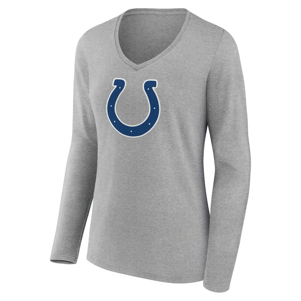 Indianapolis Colts Women's Primary Team Logo Long Sleeve V-Neck T-Shirt - Heather Gray - NFL