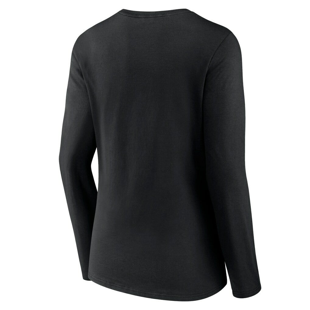 Washington Commanders Women's Primary Team Logo Long Sleeve V-Neck T-Shirt - Black - NFL