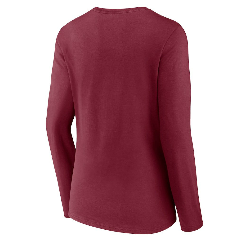 Washington Commanders Women's Primary Team Logo Long Sleeve V-Neck T-Shirt - Burgundy - NFL