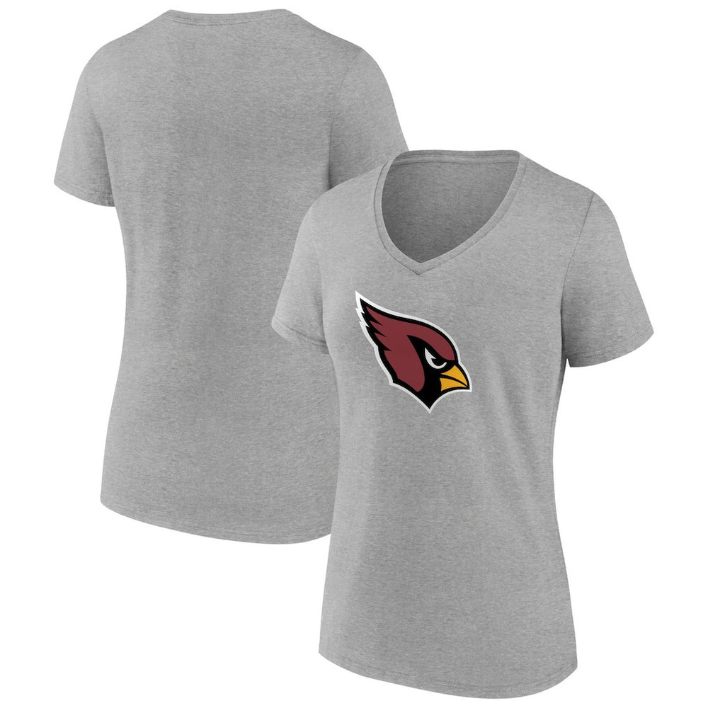 Arizona Cardinals Women's Primary Logo V-Neck T-Shirt - Heather Gray - NFL