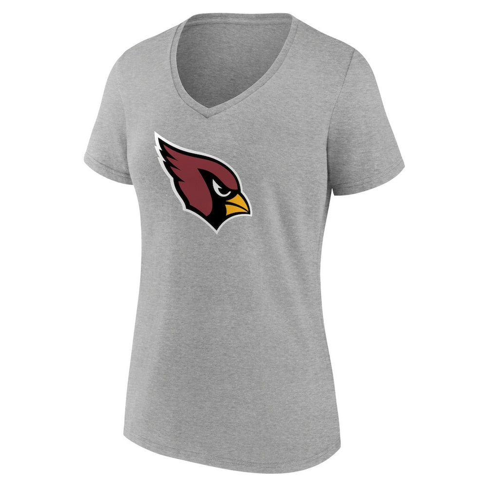 Arizona Cardinals Women's Primary Logo V-Neck T-Shirt - Heather Gray - NFL