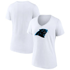 Carolina Panthers Women's Primary Team Logo V-Neck T-Shirt - White - NFL