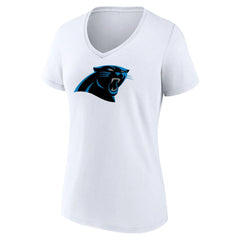 Carolina Panthers Women's Primary Team Logo V-Neck T-Shirt - White - NFL
