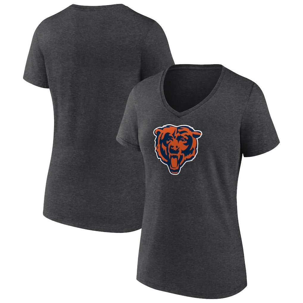 Chicago Bears Women's Primary Team Logo V-Neck T-Shirt - Charcoal - NFL