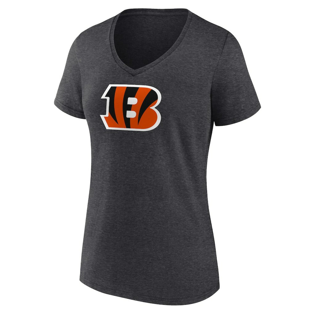 Cincinnati Bengals Women's Primary Team Logo V-Neck T-Shirt - Charcoal - NFL