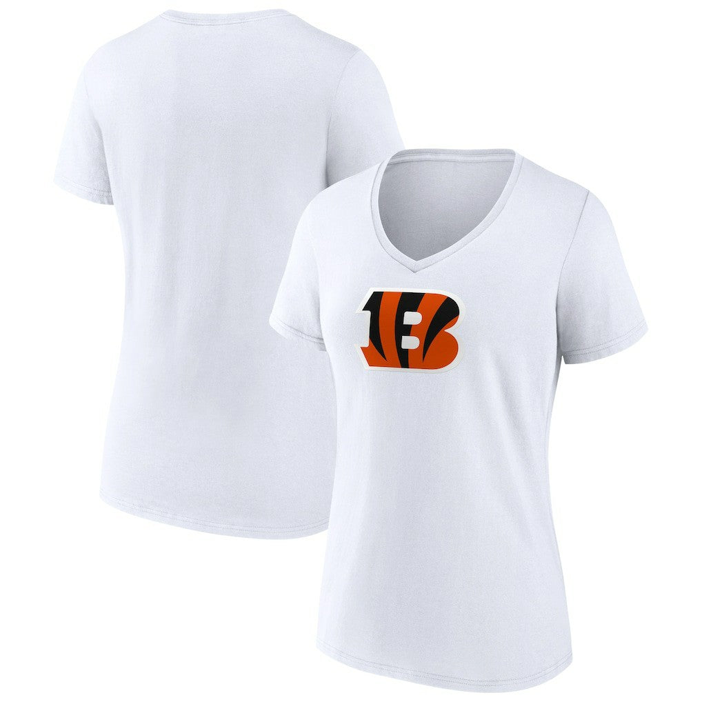 Cincinnati Bengals Women's Primary Team Logo V-Neck T-Shirt - White - NFL