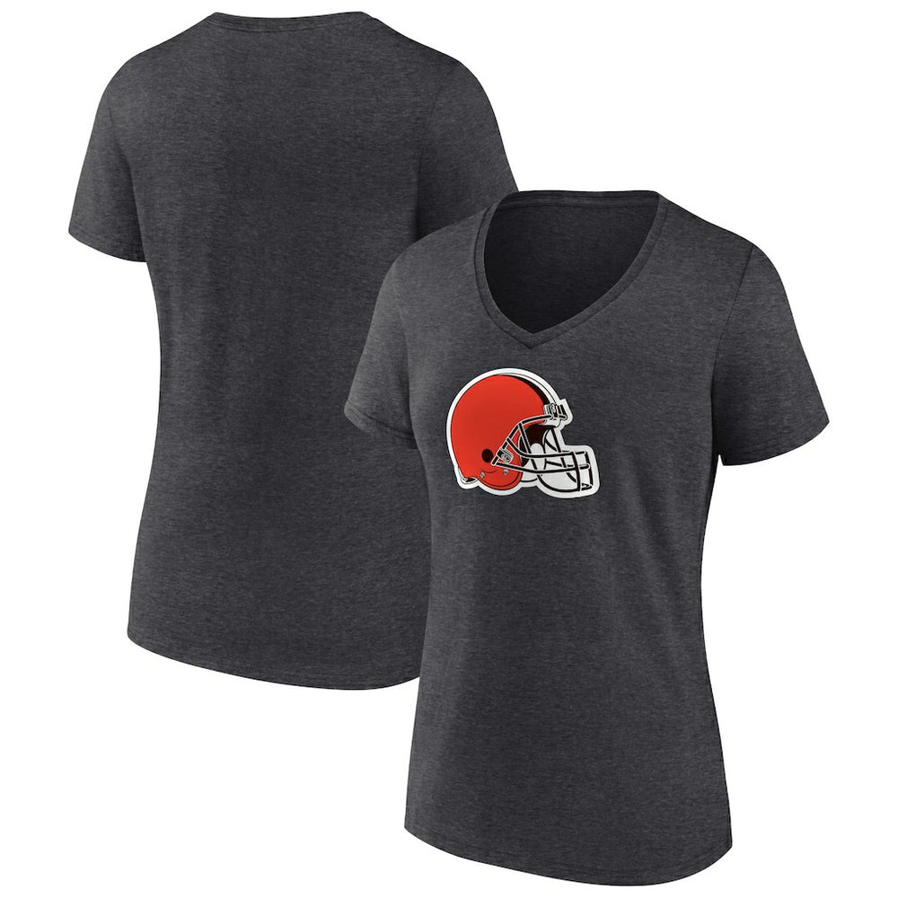 Cleveland Browns Women's Primary Team Logo V-Neck T-Shirt - Charcoal - NFL