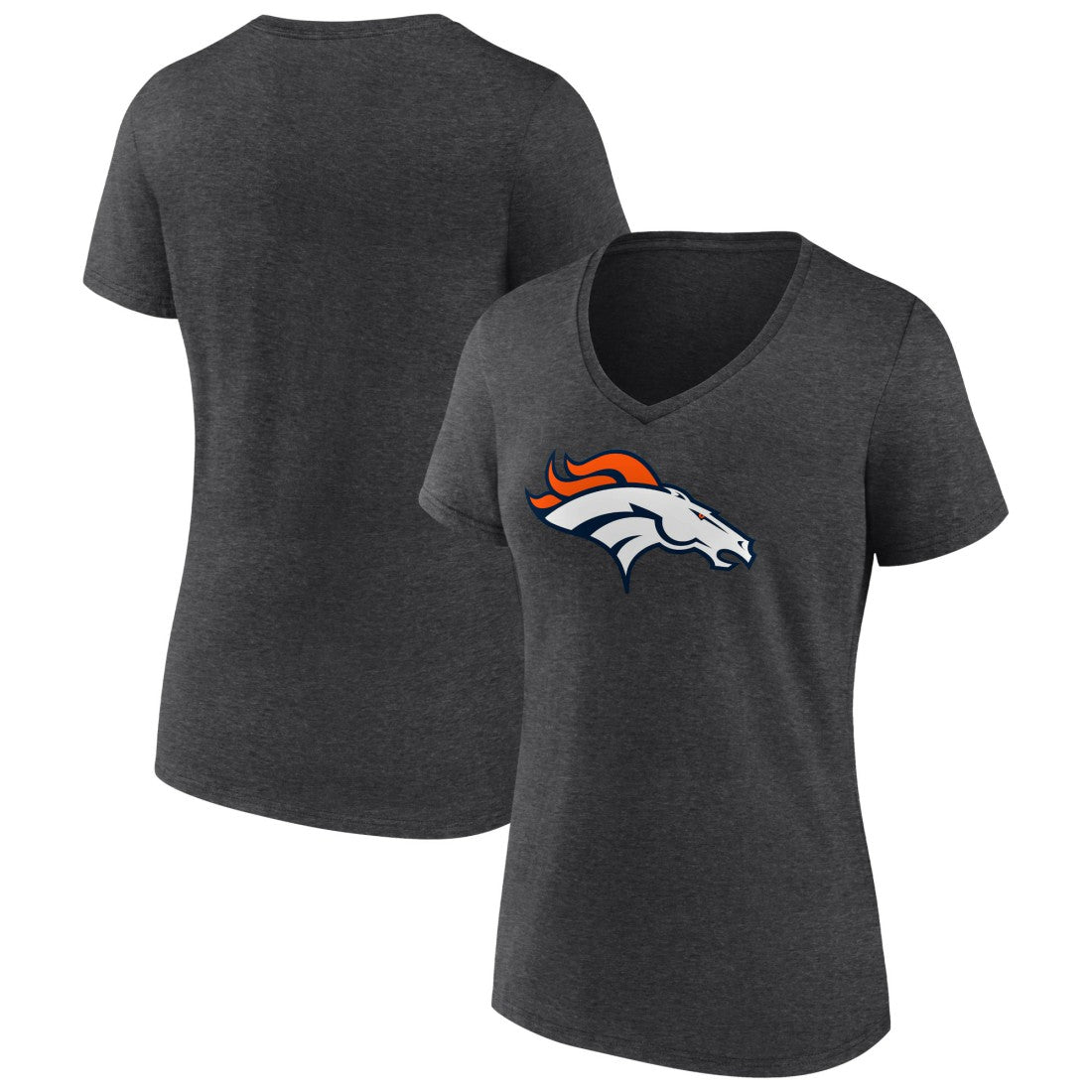Denver Broncos Women's Primary Team Logo V-Neck T-Shirt - Charcoal - NFL