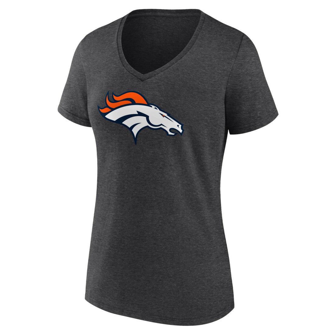 Denver Broncos Women's Primary Team Logo V-Neck T-Shirt - Charcoal - NFL