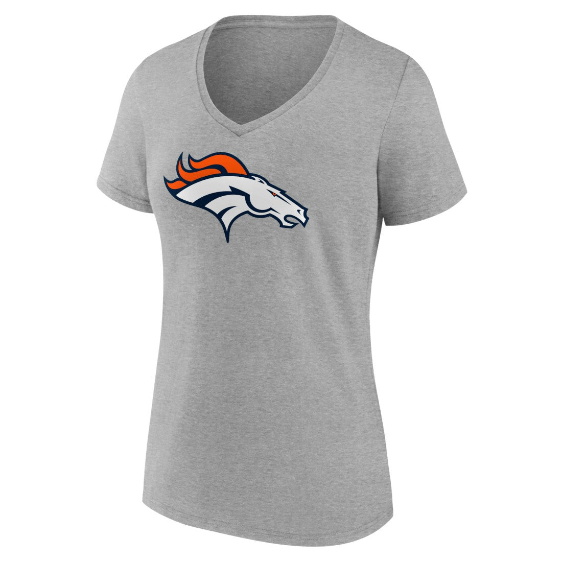 Denver Broncos Women's Primary Team Logo V-Neck T-Shirt - Heather Gray - NFL