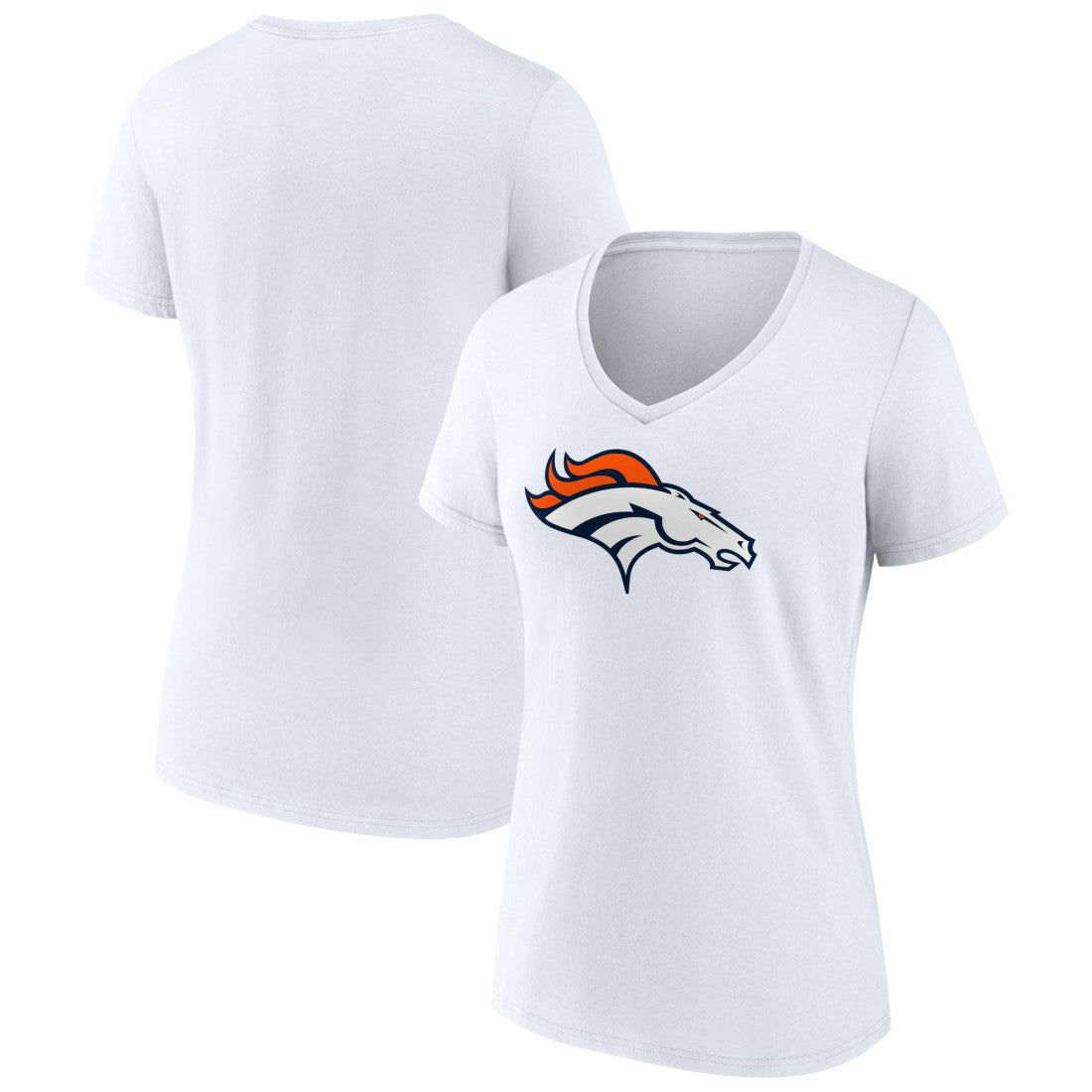 Denver Broncos Women's Primary Team Logo V-Neck T-Shirt - White - NFL