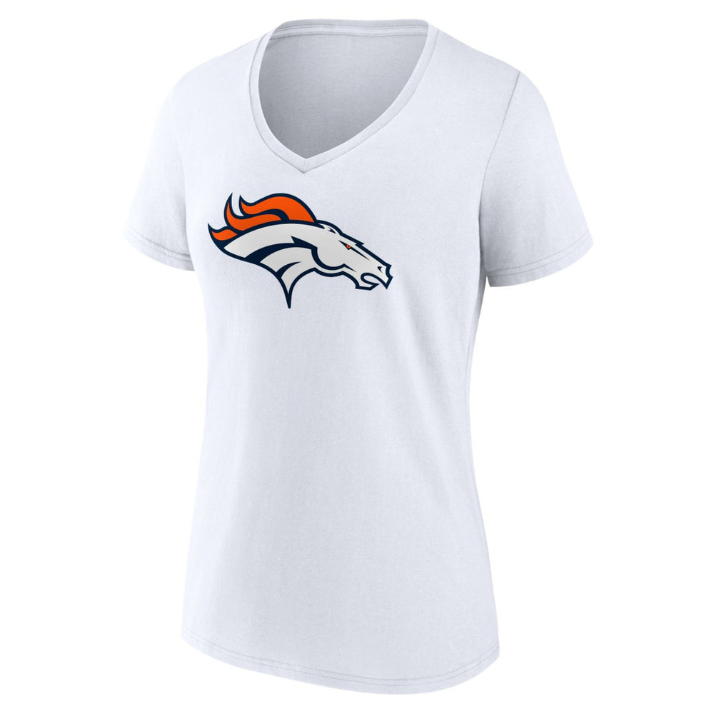 Denver Broncos Women's Primary Team Logo V-Neck T-Shirt - White - NFL