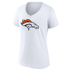 Denver Broncos Women's Primary Team Logo V-Neck T-Shirt - White - NFL