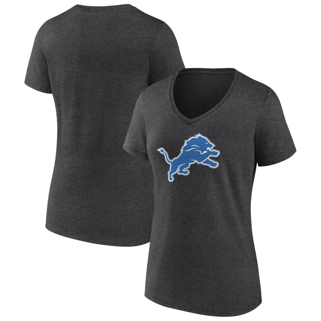 Detroit Lions Women's Primary Team Logo V-Neck T-Shirt - Charcoal - NFL