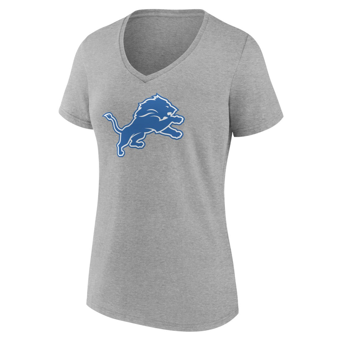 Detroit Lions Women's Primary Team Logo V-Neck T-Shirt - Heather Gray - NFL