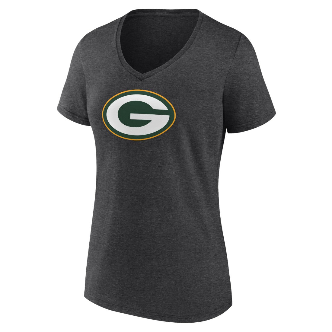 Green Bay Packers Women's Primary Team Logo V-Neck T-Shirt - Charcoal - NFL