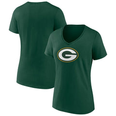 Green Bay Packers Women's Primary Team Logo V-Neck T-Shirt - Green - NFL
