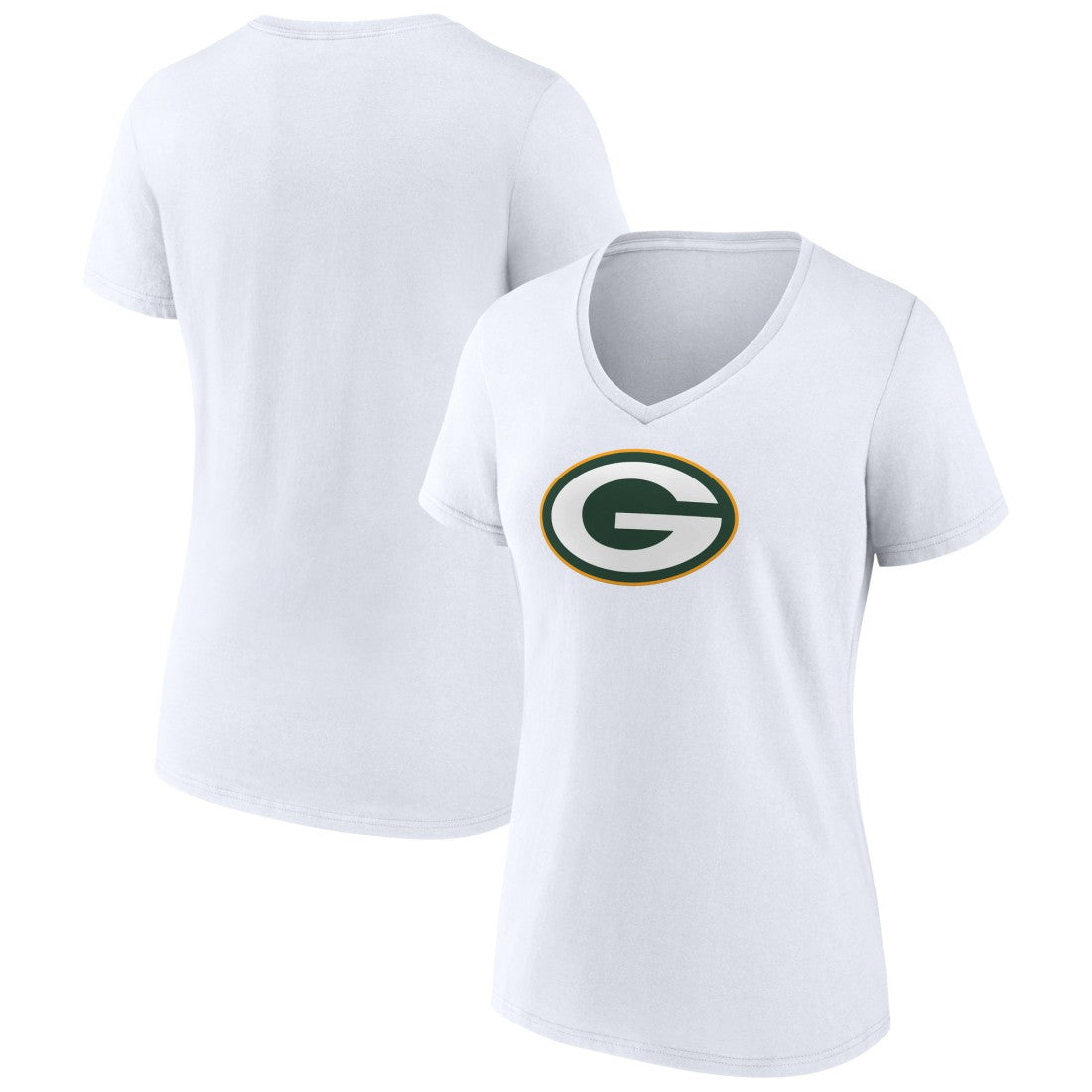 Green Bay Packers Women's Primary Team Logo V-Neck T-Shirt - White - NFL