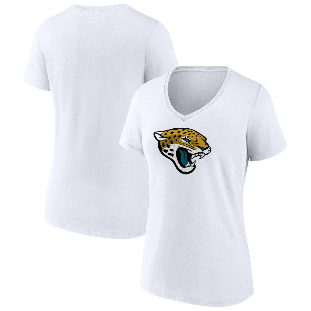 Jacksonville Jaguars Women's Primary Team Logo V-Neck T-Shirt - White - NFL
