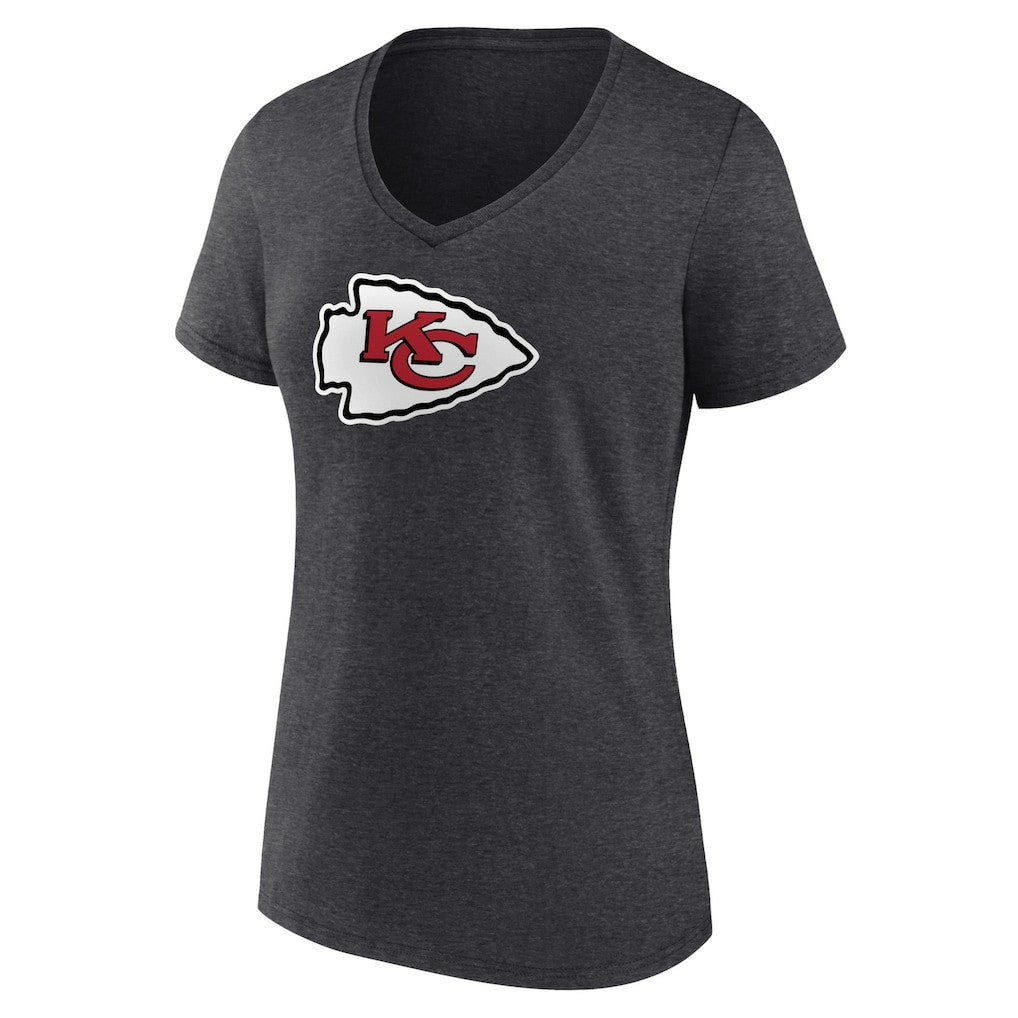 Kansas City Chiefs Women's Primary Team Logo V-Neck T-Shirt - Charcoal - NFL