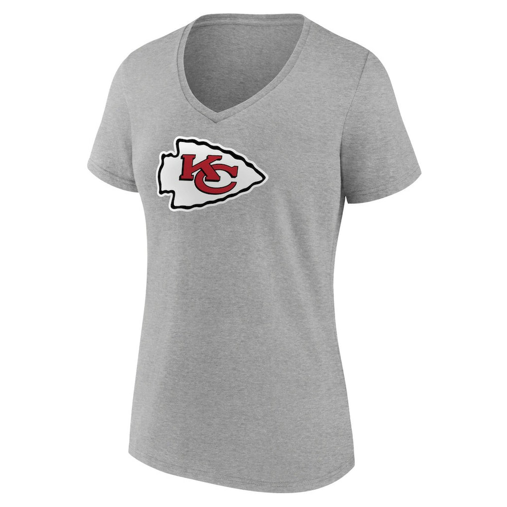 Kansas City Chiefs Women's Primary Team Logo V-Neck T-Shirt - Heather Gray - NFL