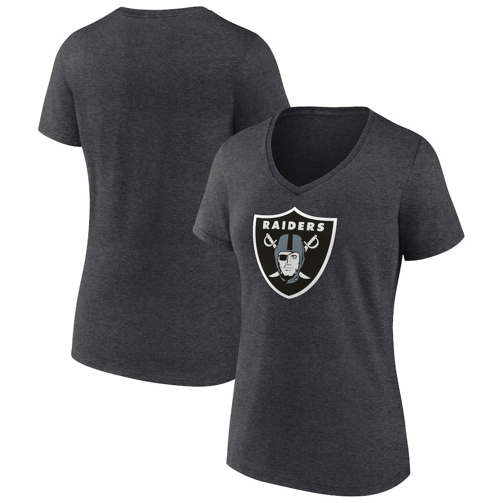 Las Vegas Raiders Women's Primary Team Logo V-Neck T-Shirt - Charcoal - NFL