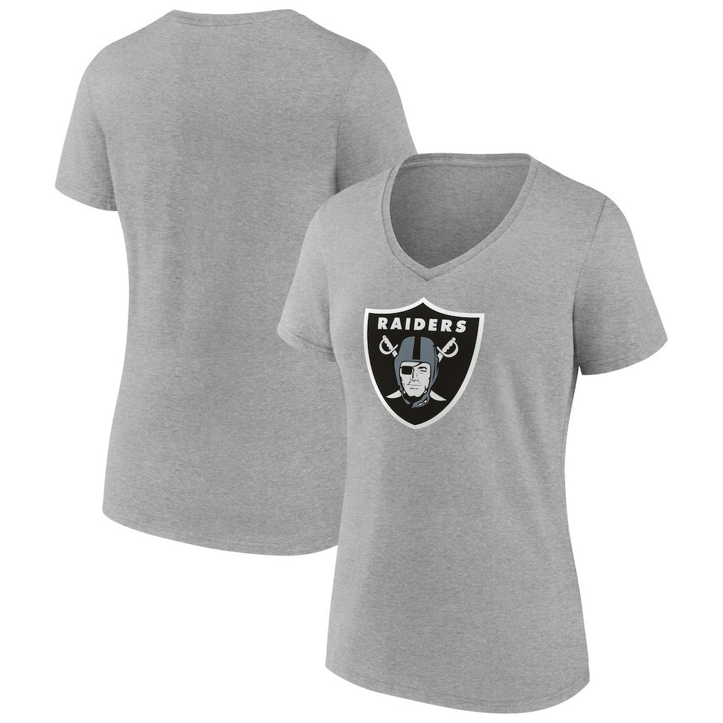Las Vegas Raiders Women's Primary Team Logo V-Neck T-Shirt - Heather Gray - NFL